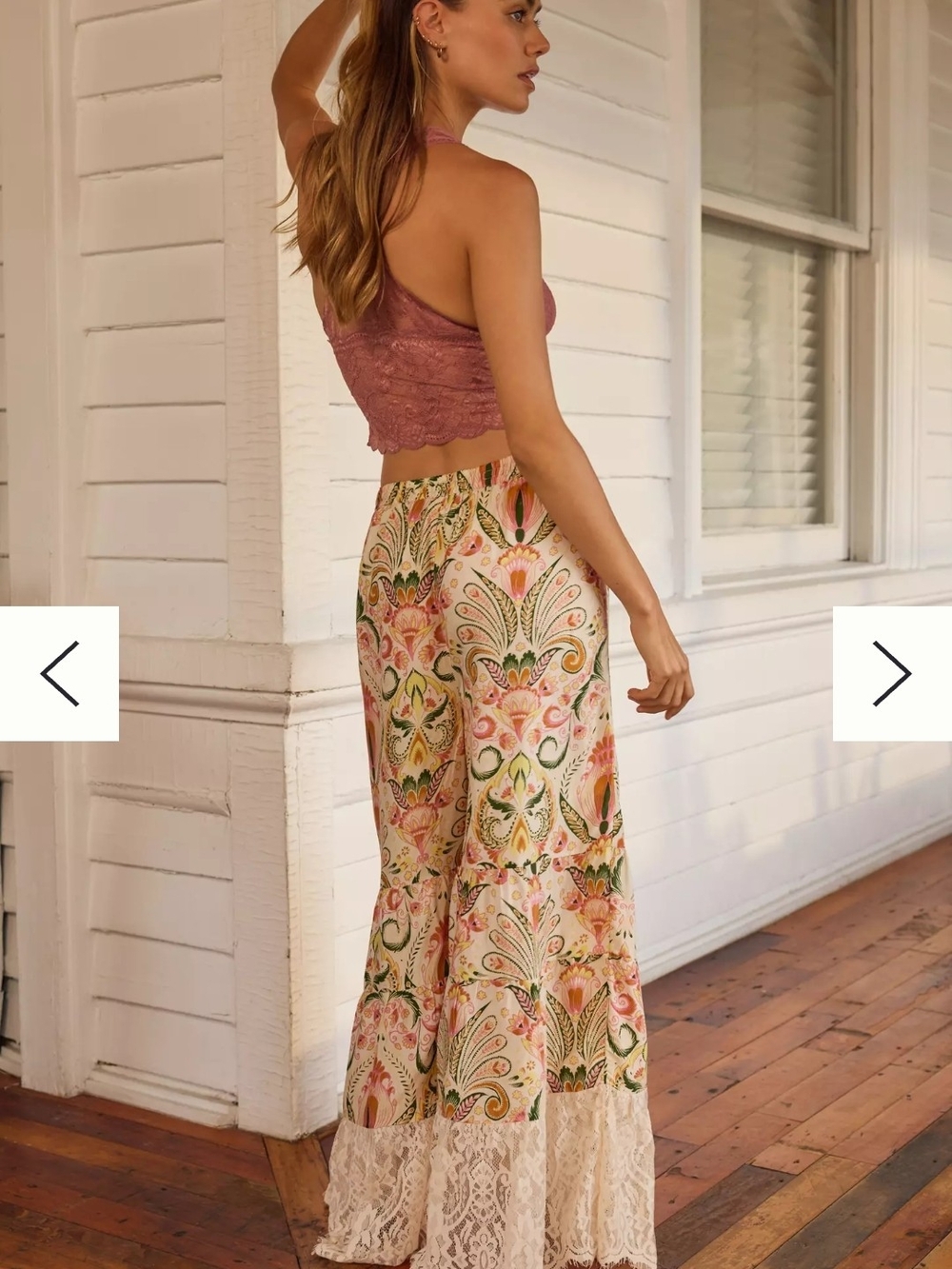 Anthropologie Wide-Leg Floral Tiered Pants in Pink, Green & Yellow SzL